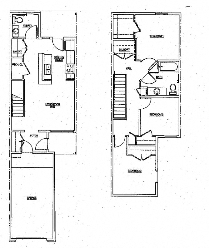 Floor plan for 3 beds, 2 baths, 1198 sqft